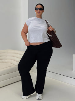 side view of model wearing Princess Polly Movement Yoga Pant Black Curve High Rise Pants Pants 