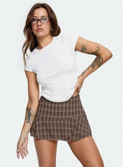   front view of model wearing Princess Polly Sonsie Mini Skirt Multi Check Mini Skirts Skirts 