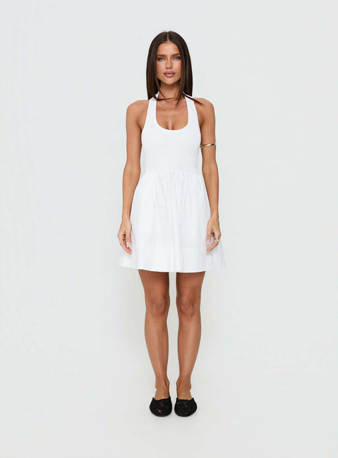 These Words Halter Mini Dress White