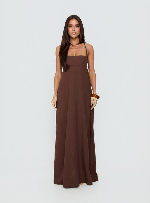 Solie Tie Back Maxi Dress Chocolate