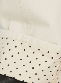Styled Nikoletta Foldover Jeans Cream / Polka Petite womens-jeans in high-rise detail Princess Polly