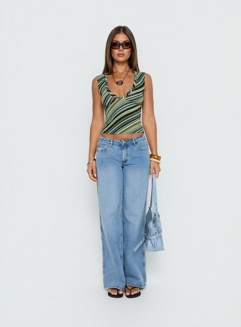 Highlighting the Ramos Low Rise Denim Jeans Bright Blue Wash Tall womens-jeans with low-rise waist product