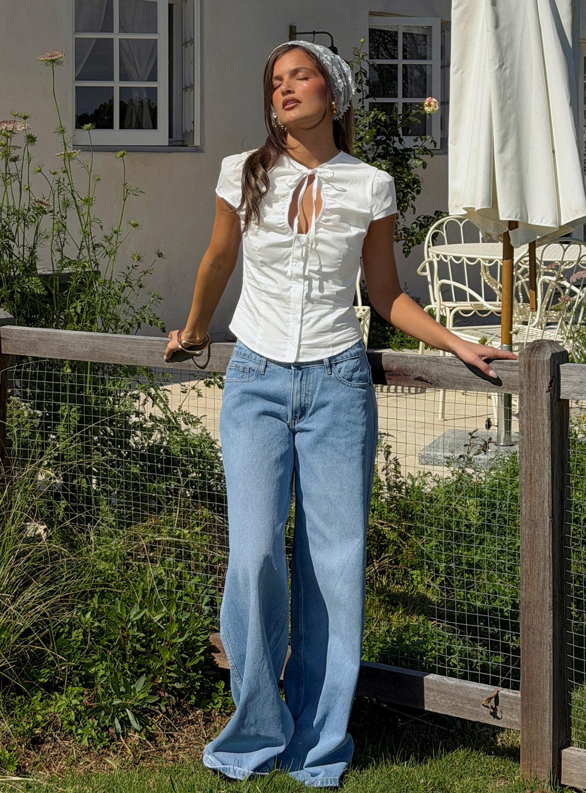 Ramos Low Rise Wide Leg Denim Jeans Bright Blue Wash Mid Rise Jeans Jeans 