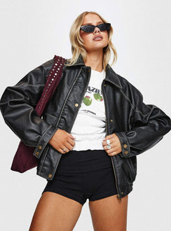Jaxton Faux Leather Jacket Black
