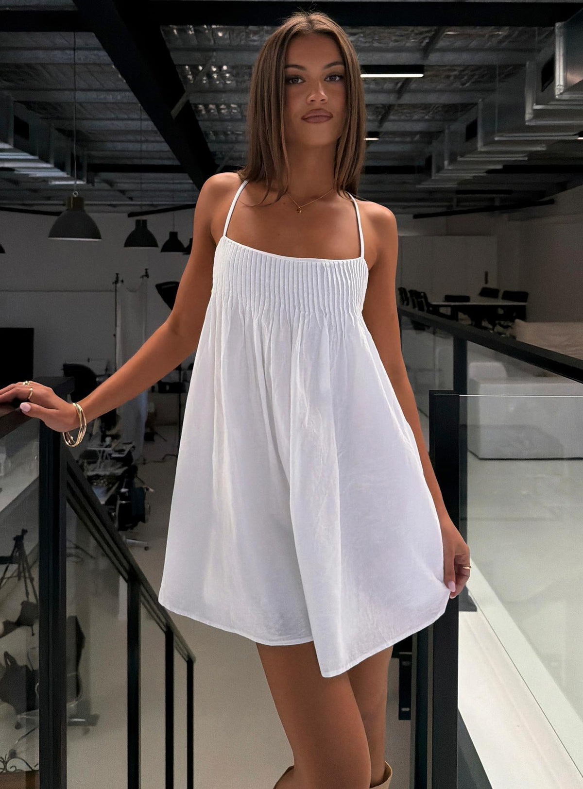 Stick With Me Tie Back Babydoll Mini Dress White