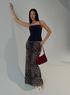   front view of model wearing Princess Polly Ergo Maxi Skirt Leopard Maxi Skirts Skirts 