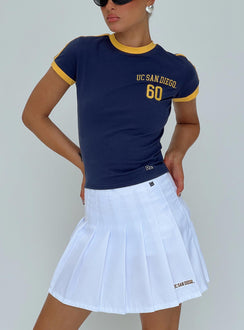   front view of model wearing Princess Polly UCSD Tennis Skort White Skirts 