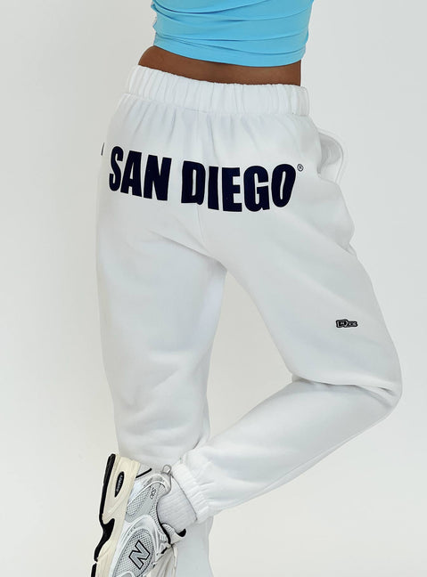 Highlighting USD Sweatpants White in womens-regular-pants with mid-rise waist, product Princess Polly