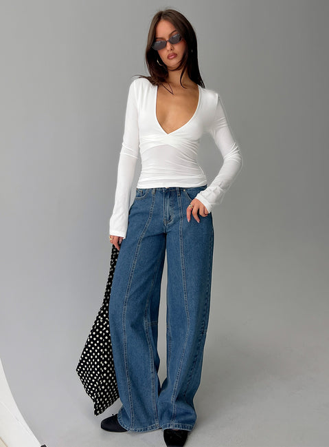 Madelon Long Sleeve Wrap Top White