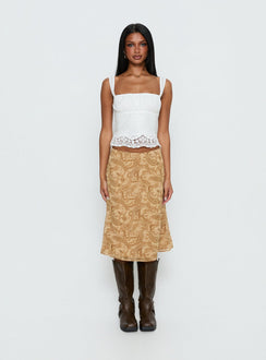   front view of model wearing Princess Polly Moses Midi Skirt Paisley Midi Skirts Skirts 