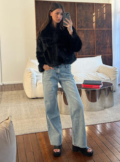 Echo Park High Rise Straight Leg Jeans Vintage Wash Mid Rise Jeans Jeans 
