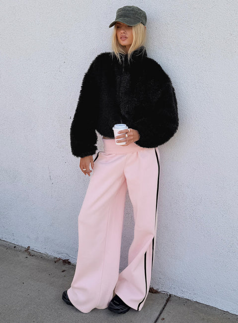 Lockie Foldover Baggy Track Pants Pink / Black