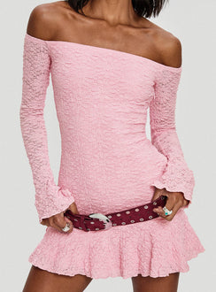 back view of model wearing Princess Polly Vancesca Strapless Mini Dress Pink Straight Neck 