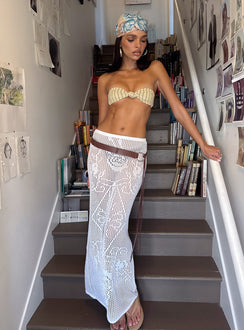   front view of model wearing Princess Polly Wisteriah Sheer Maxi Skirt White Maxi Skirts Skirts 