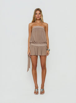 We Belong Together Strapless Blouson Mini Dress Mushroom Tall