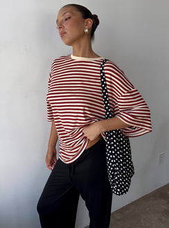 Kieryn Oversized Top Red Stripe