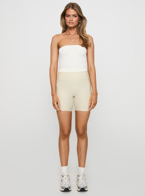 Power Activewear Rib Shorts Latte