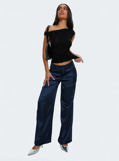 front view of model wearing Princess Polly Alaina Pants Navy High Rise Pants Pants 