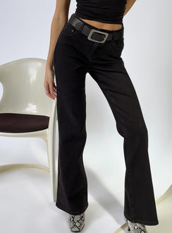 Magic Mirror Mid Rise Bootleg Jeans Washed Black Mid Rise Jeans Jeans 