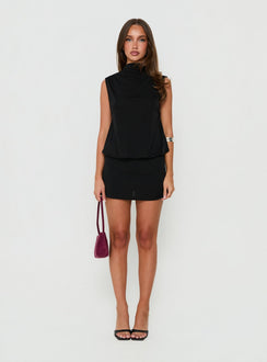 Adisonn High Neck Backless Playsuit Black