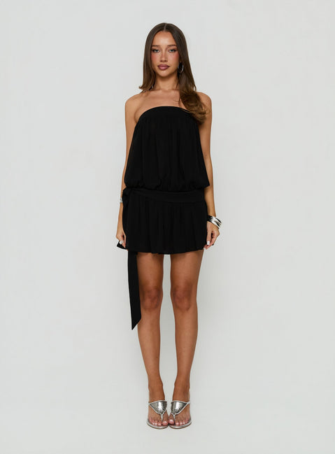 We Belong Together Strapless Blouson Mini Dress Black