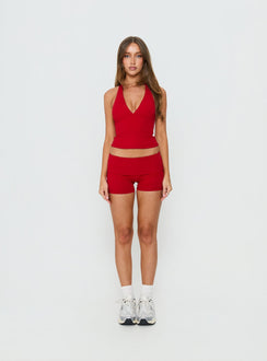 Peak Foldover Micro Shorts Red