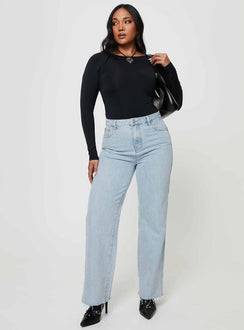 product Princess Polly High Waisted  Arlington Straight Leg Denim Jeans Light Wash