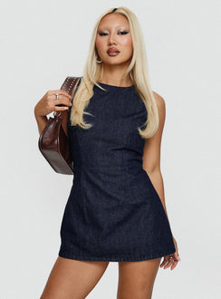Ainsleigh Shift Denim Playsuit Dark Wash Petite