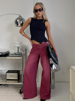 front view of model wearing Princess Polly Lefort Tank Top Black Sleeveless Boat Neck 