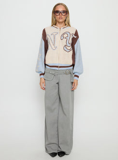 Brandyce Graphic Knit Jacket Blue / Chocolate