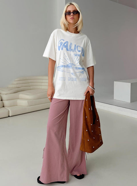 front view of model wearing Princess Polly Jinxie Tie Side Pants Pink Gingham High Rise Pants Pants 