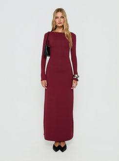 Henrieta Lace Up Maxi Dress Burgundy