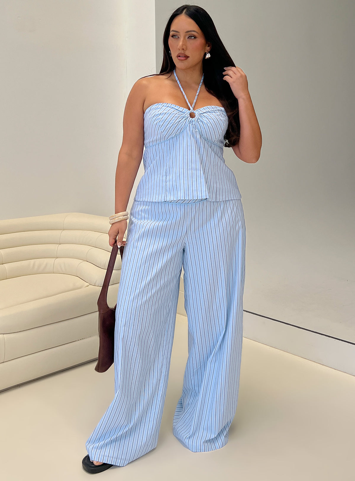Sofea Halter Top Blue Stripe Curve