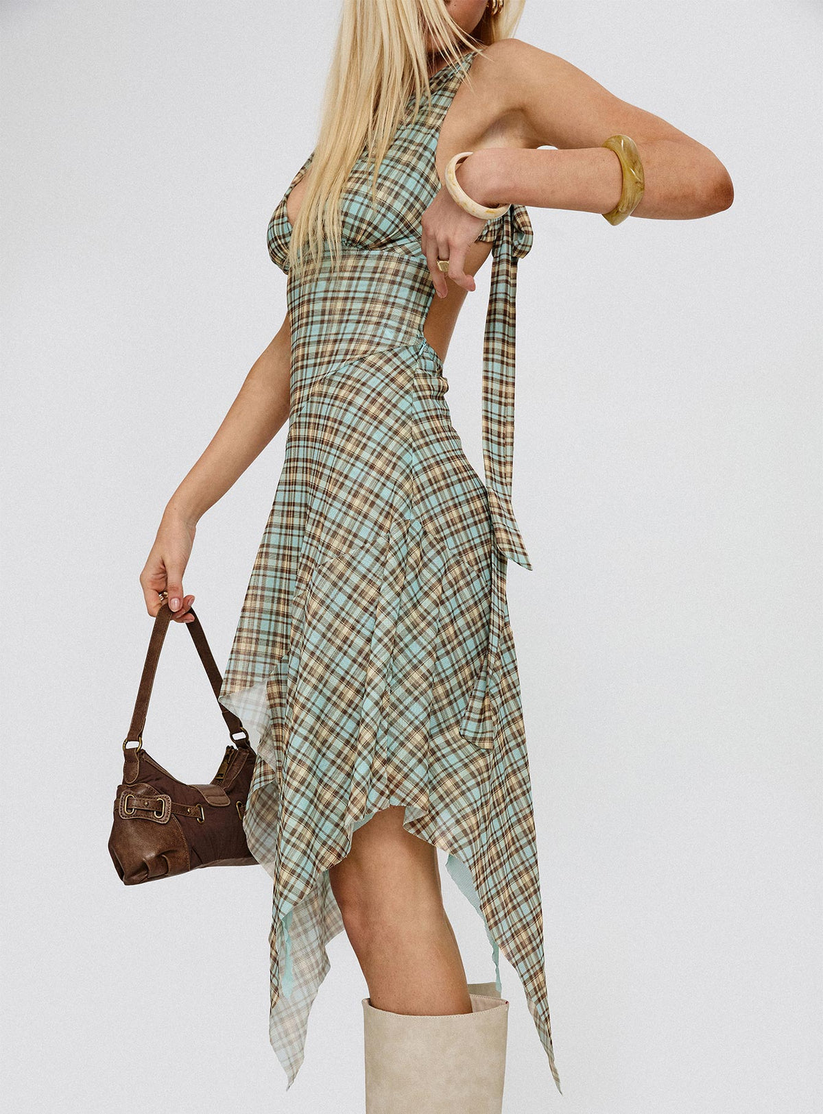 Blaize Asymmetrical Midi Dress Multi Check