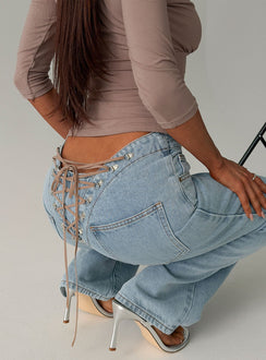 Designed with Totti Jean Washed Blue womens-jeans featuring low-rise detail Princess Polly