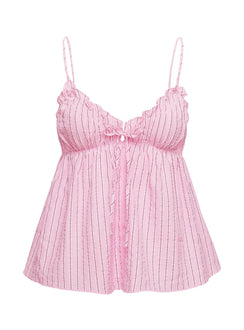 product Princess Polly Abigayle Top Pink Stripe Sleeveless V-Neck 