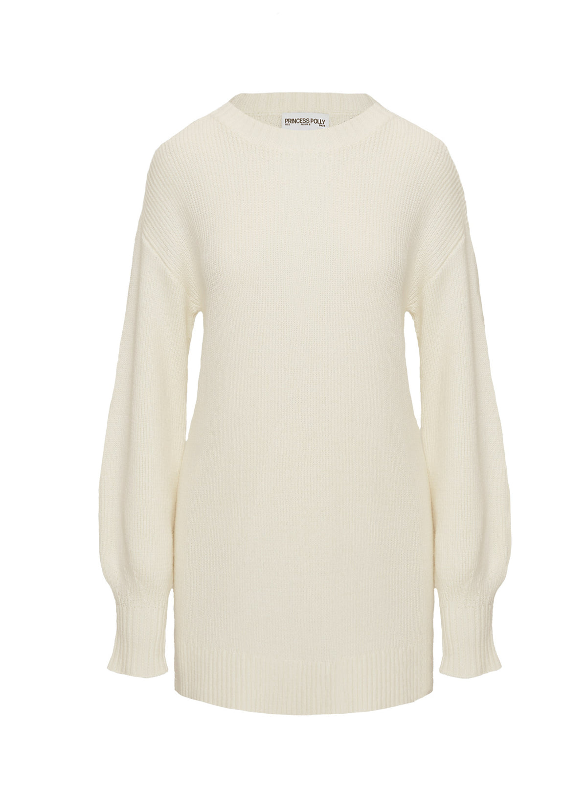 back view of model wearing Princess Polly Amsterdam Sweater Ivory Jumpers 
