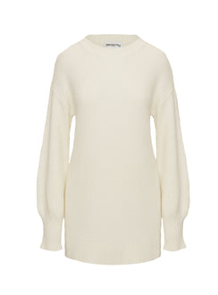 back view of model wearing Princess Polly Amsterdam Sweater Ivory Jumpers 