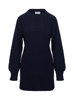 back view of model wearing Princess Polly Amsterdam Sweater Navy Longline Jumpers Jumpers 