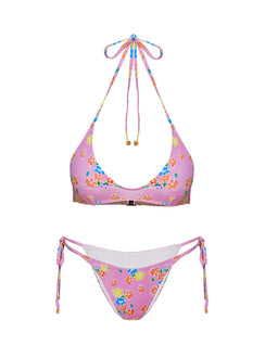 Athia Halter Shine Bikini Top Pink Floral