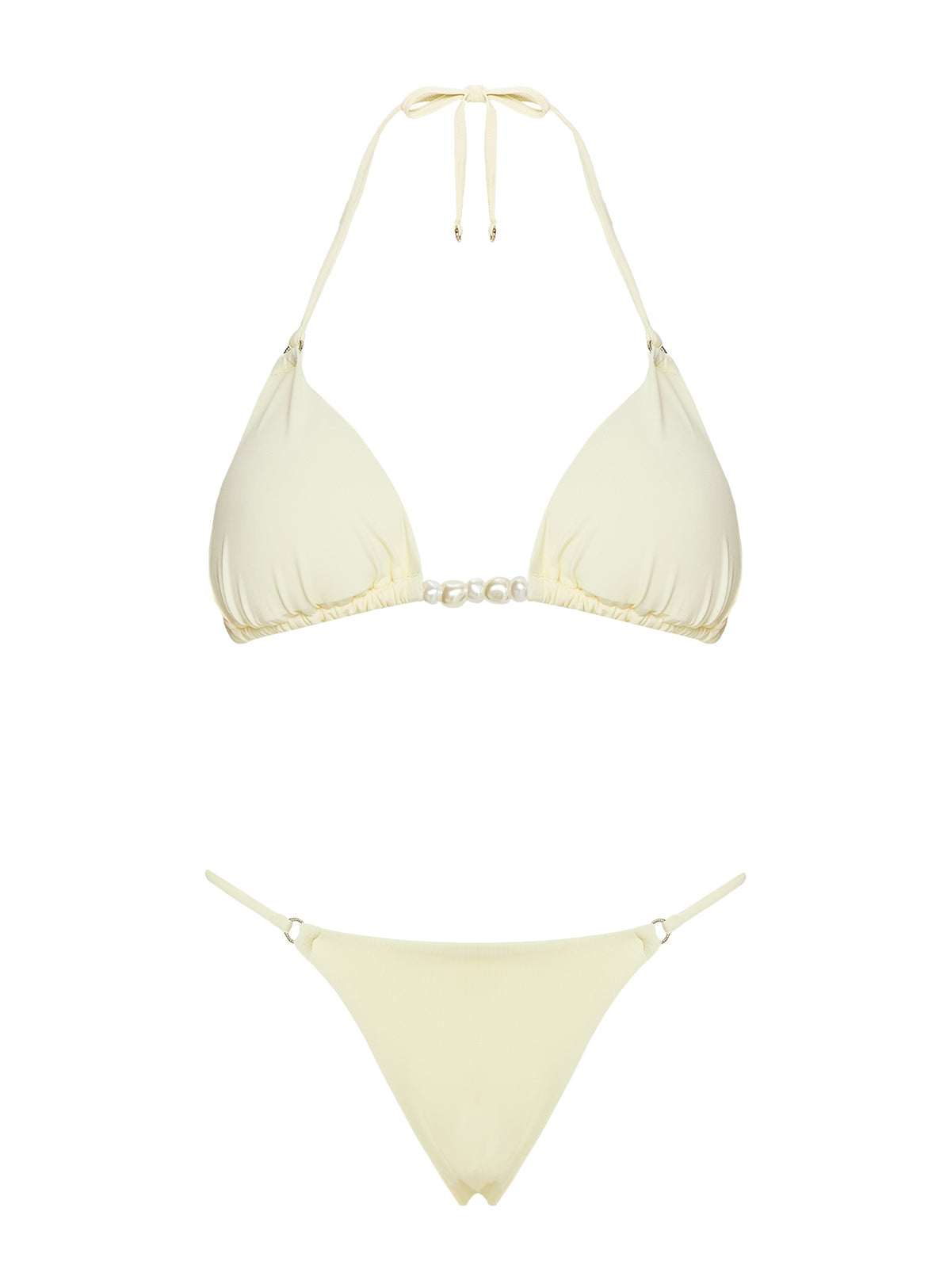 Adrah Beaded Triangle Bikini Top Yellow