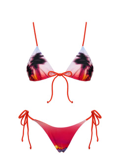 Alizzi Tie Front Triangle Bikini Top Sunset Palm