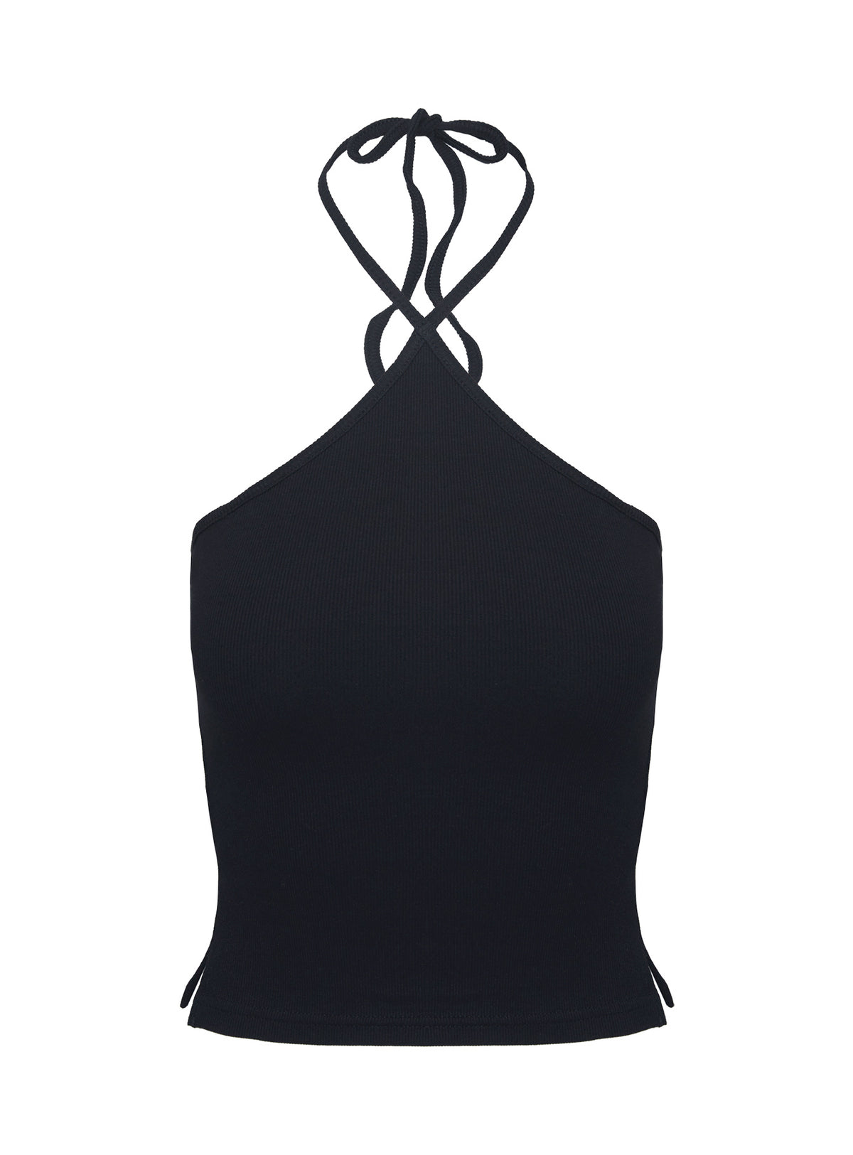 product Princess Polly Baseline Halter Rib Top Black Sleeveless 