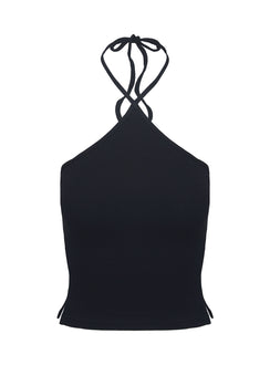 product Princess Polly Baseline Halter Rib Top Black Sleeveless 