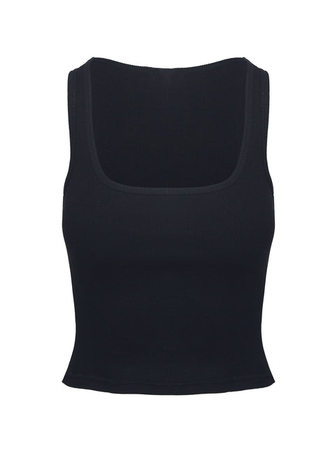product Princess Polly Baseline Square Neck Rib Tank Top Black Sleeveless Square Neck 