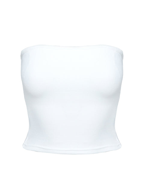 product Princess Polly Baseline Strapless Rib Top White Sleeveless straight 