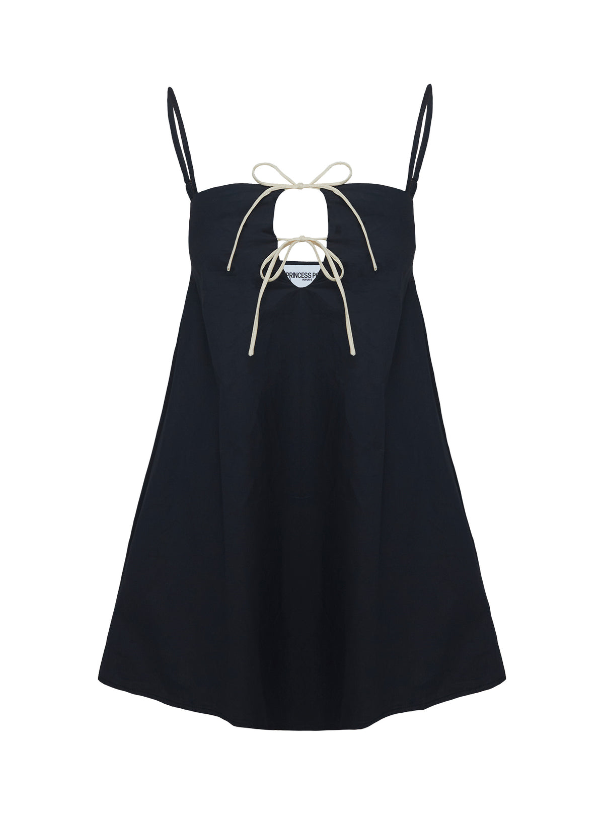 back view of model wearing Princess Polly Belong Together Mini Dress Black Square Neck 
