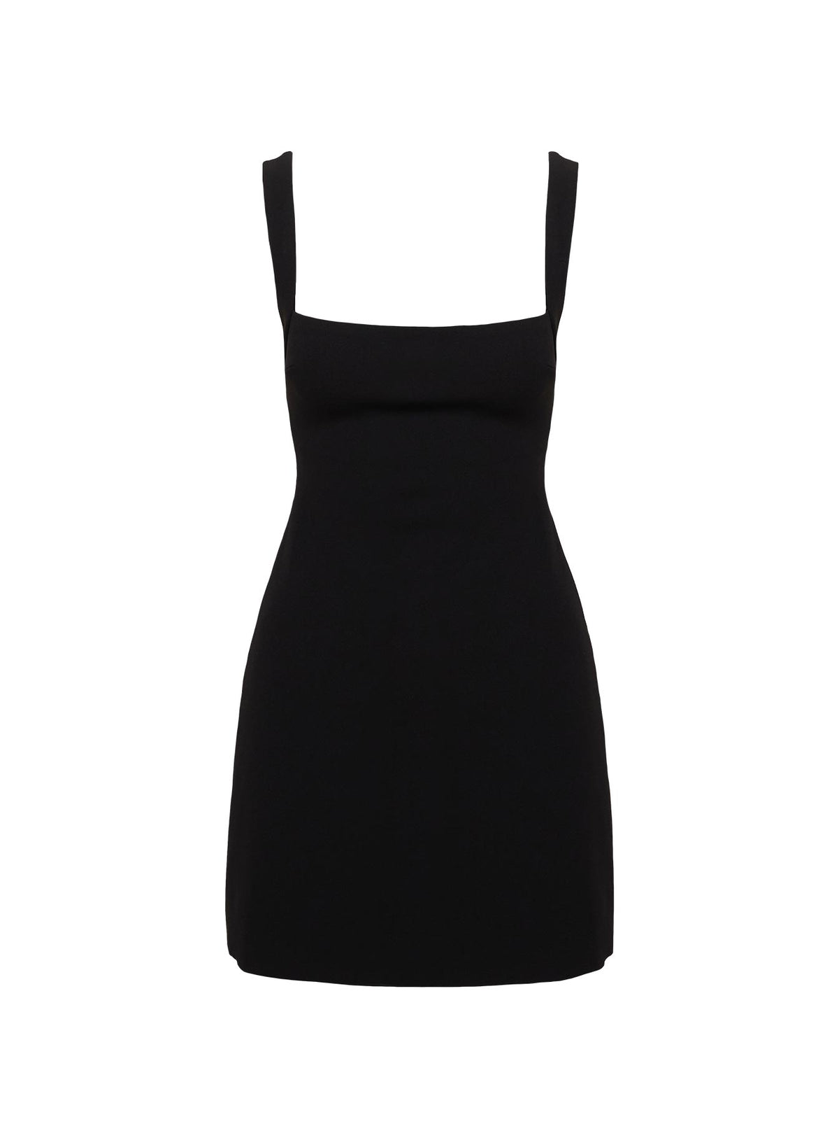 side view of model wearing Princess Polly Bombshell Mini Dress Black Square Neck 
