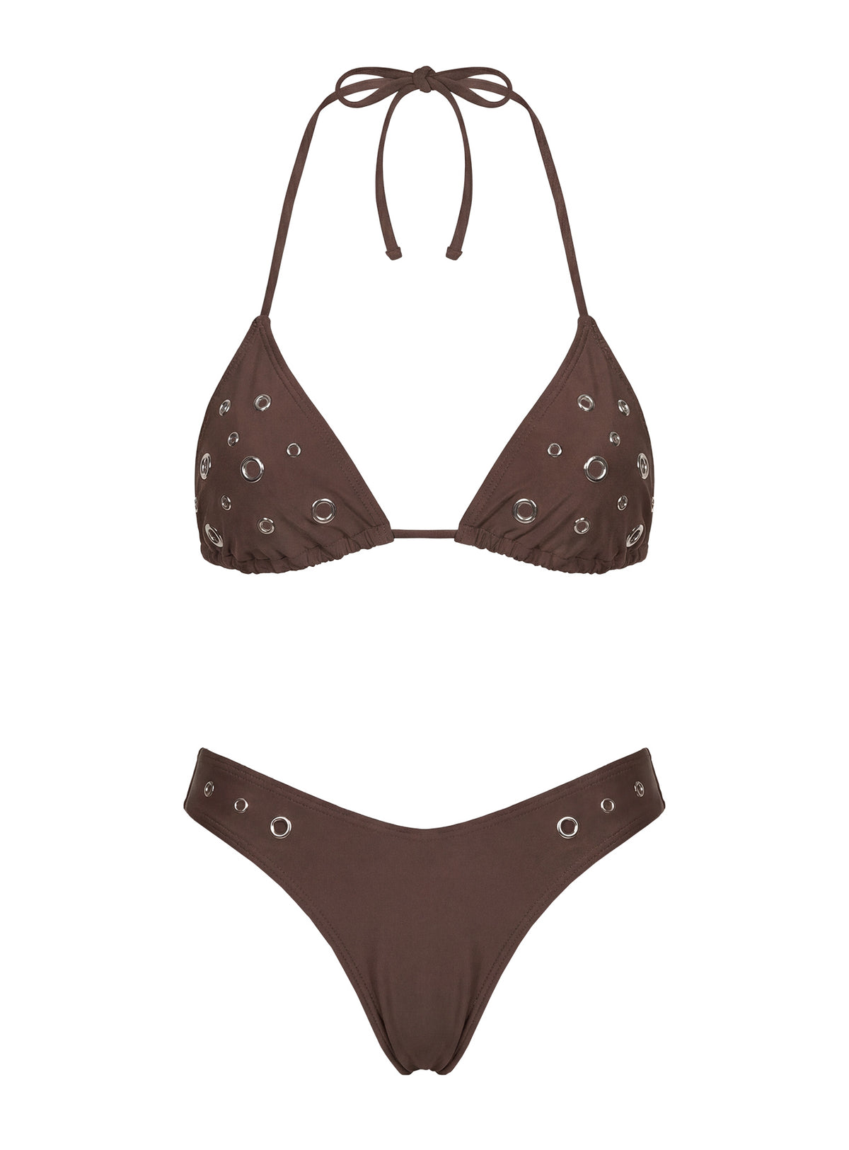 Soft Summer Eyelet Detail Bikini Bottoms Brown