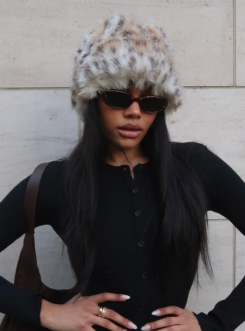 Birkley Fluffy Hat Leopard